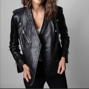 One day sale Zadig & Voltaire Loon SPI Black Lamb Leather Moto Biker Jacket